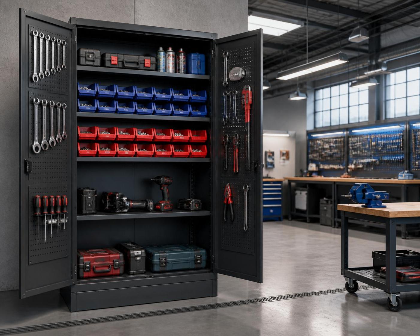 trouvez l'armoire pour outillage idéale pour un atelier bien organisé et gagnez en efficacité grâce à un rangement optimal.