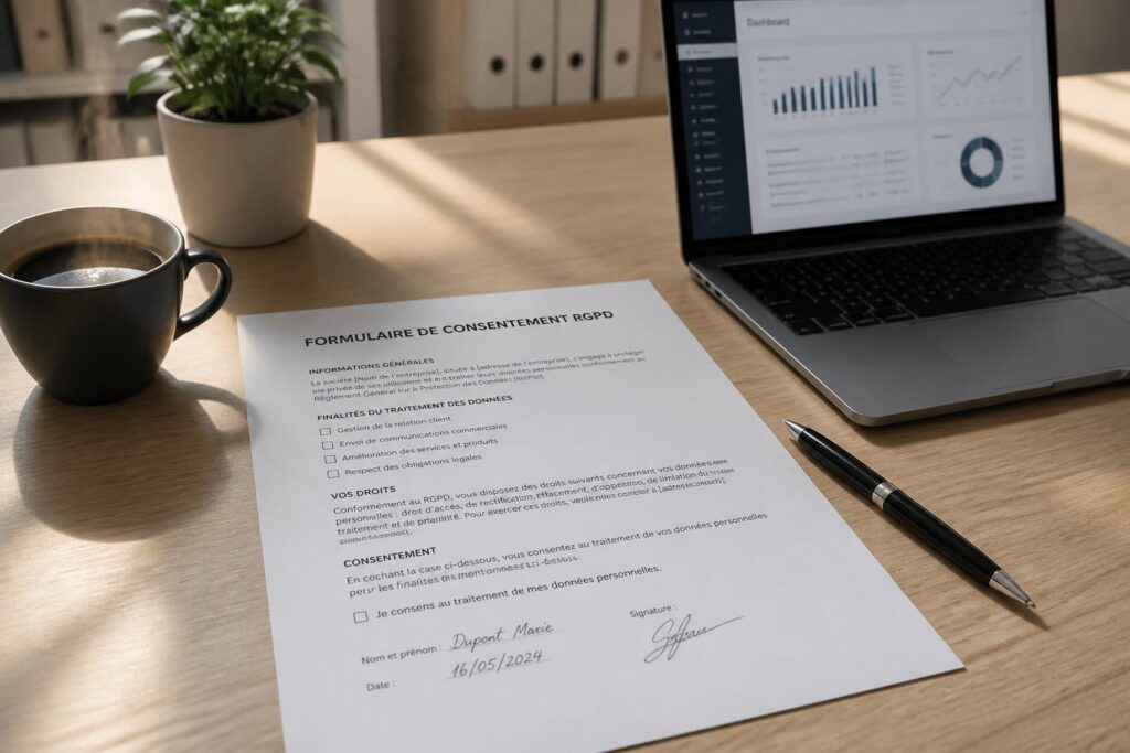 téléchargez un modèle de formulaire de consentement rgpd prêt à être personnalisé pour assurer la conformité de votre site ou service avec la réglementation sur la protection des données.